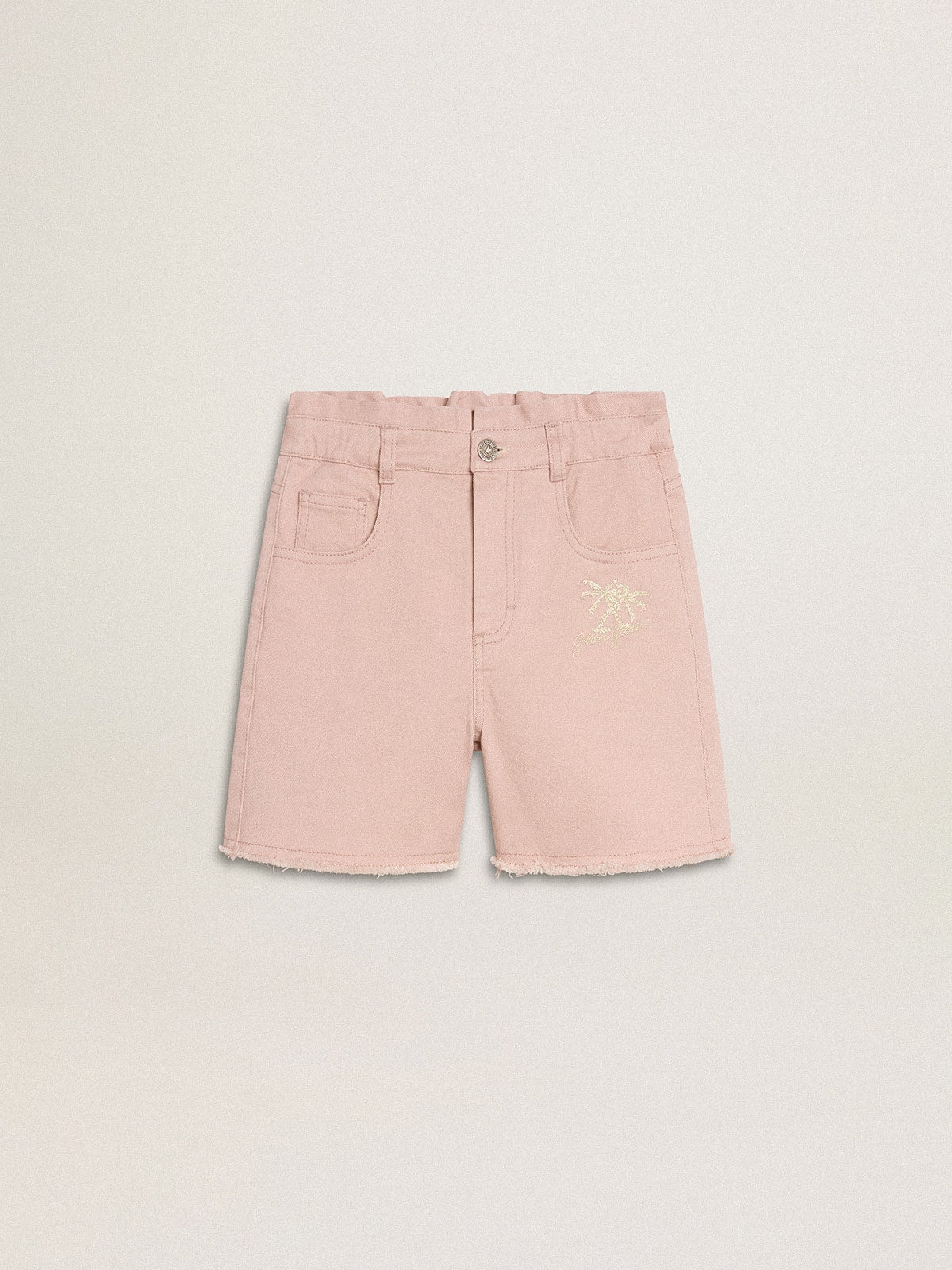 Girls' pink cotton shorts with embroidery - Golden Goose Kids