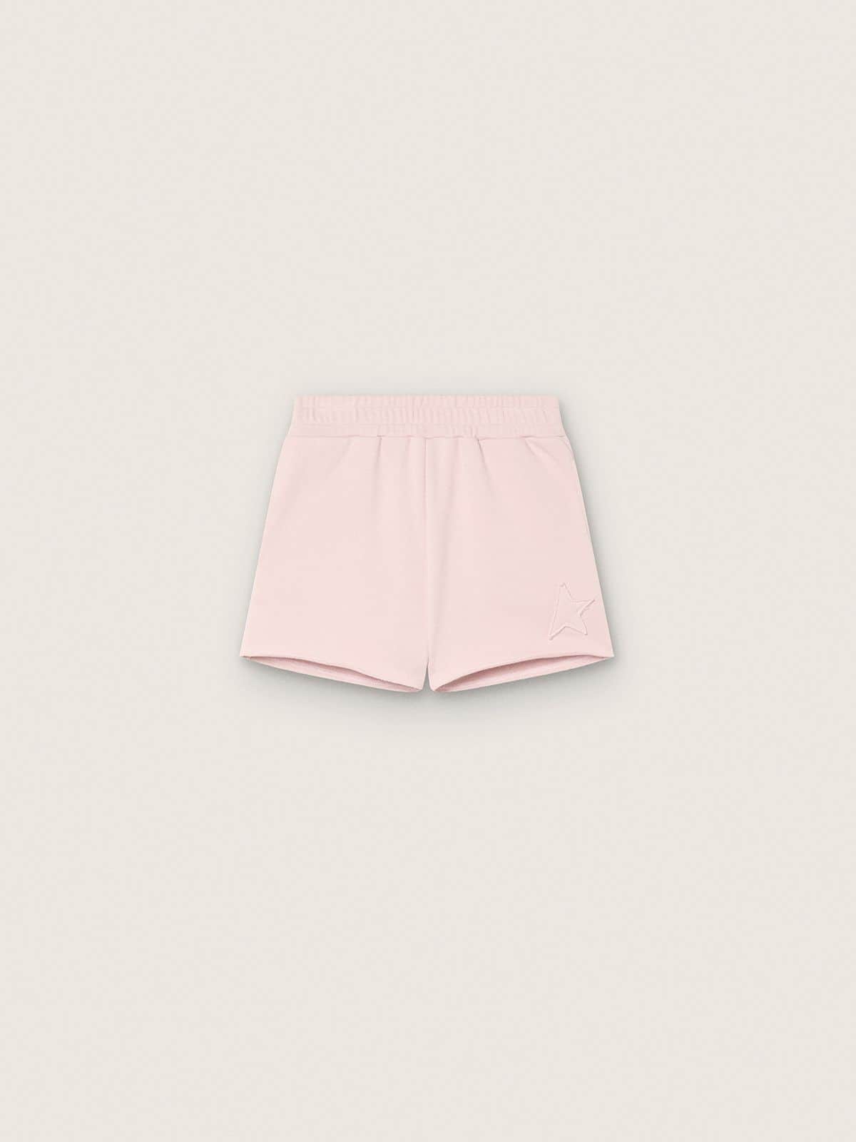 Star girls’ shorts in pink cotton with patch and logo - Golden Goose Kids