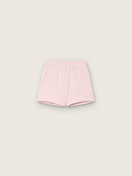 Star girls’ shorts in pink cotton with patch and logo - Golden Goose Kids