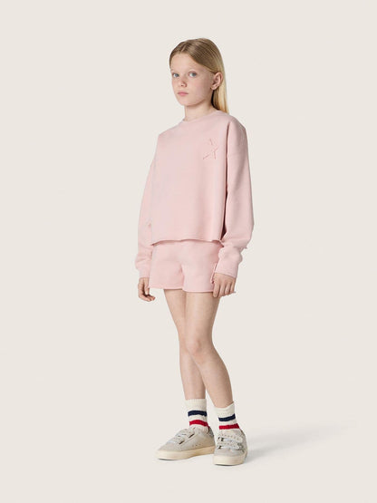 Star girls’ shorts in pink cotton with patch and logo - Golden Goose Kids