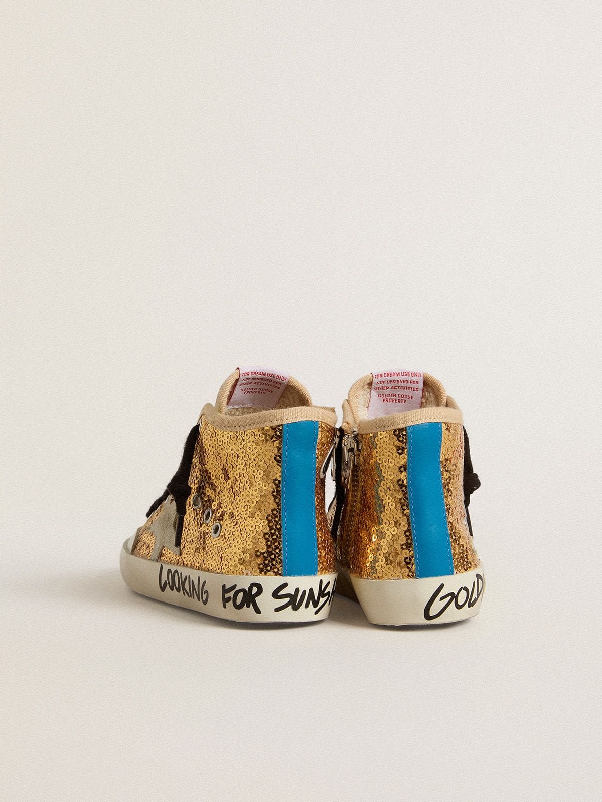Junior Francy Penstar in gold sequins with ice-gray suede star - Golden Goose Kids