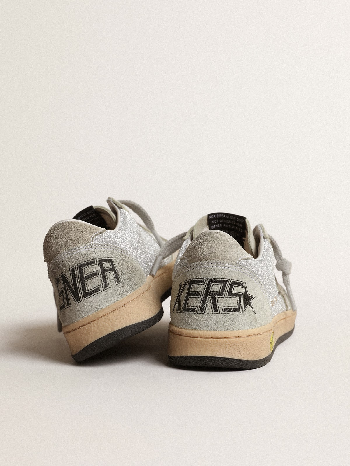 Ball Star Junior in glitter with ice-gray suede inserts - Golden Goose Kids