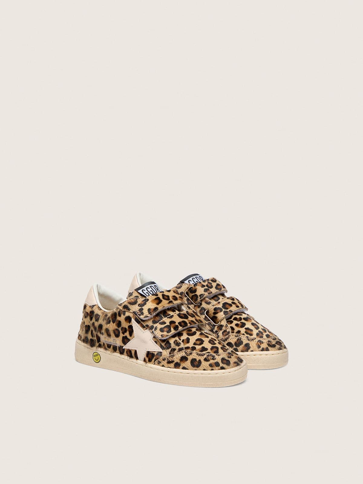 Junior Ball Star in leopard-print pony skin with pink leather star and heel tab - Golden Goose Kids