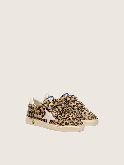 Junior Ball Star in leopard-print pony skin with pink leather star and heel tab - Golden Goose Kids