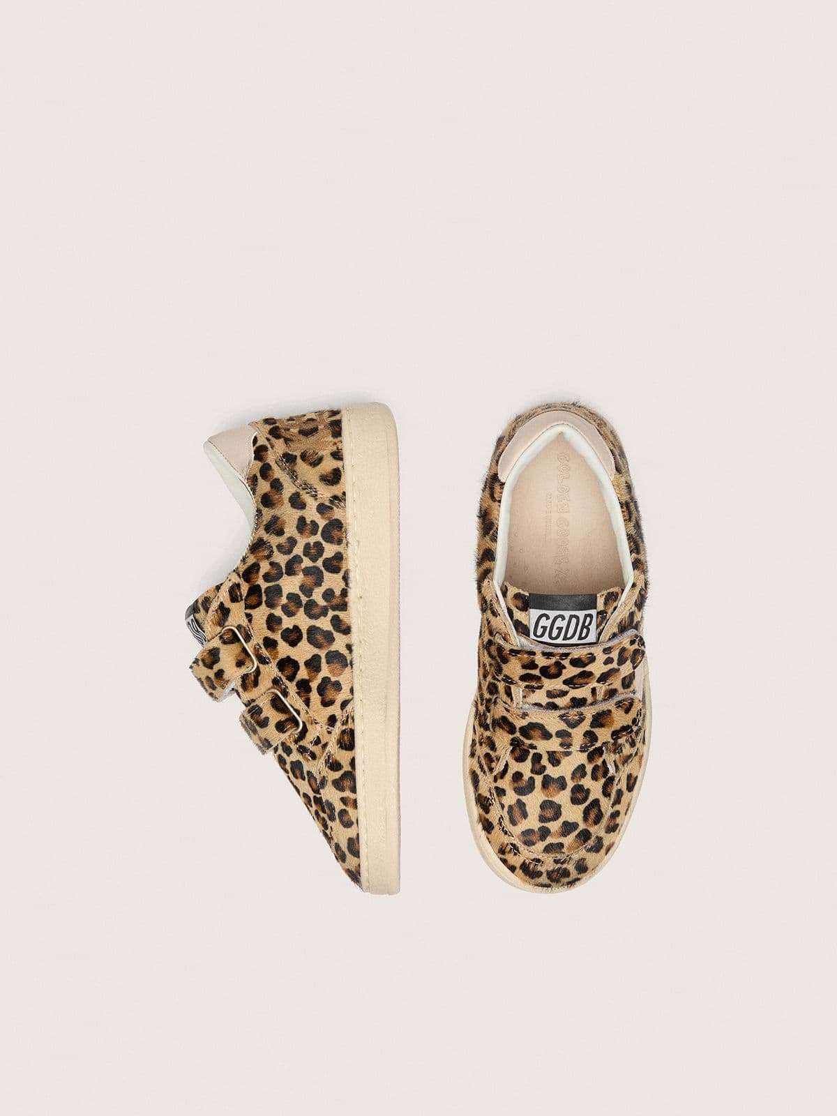 Junior Ball Star in leopard-print pony skin with pink leather star and heel tab - Golden Goose Kids