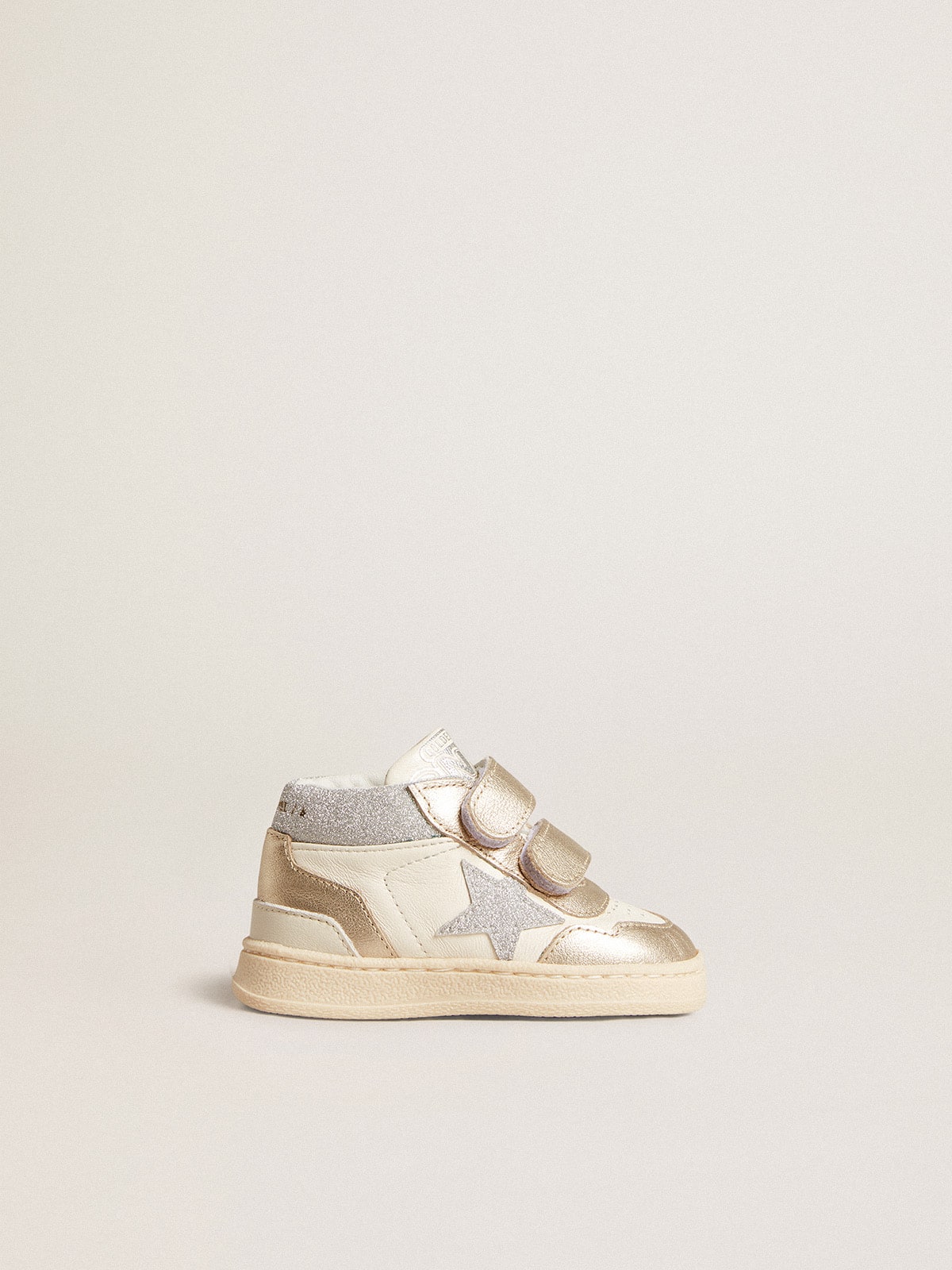 June Junior in nappa and metallic leather inserts with glitter star - Golden Goose Kids
