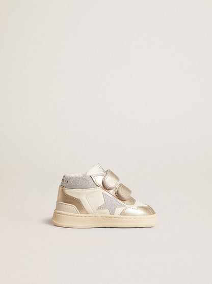 June Junior in nappa and metallic leather inserts with glitter star - Golden Goose Kids