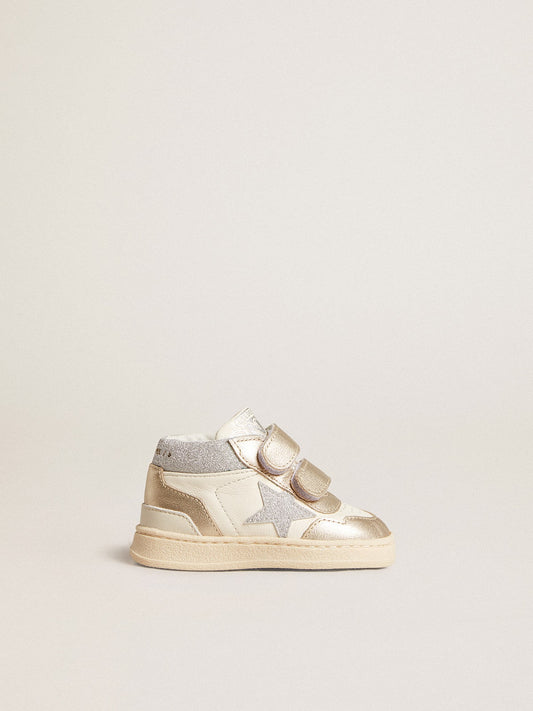 June Junior in nappa and metallic leather inserts with glitter star - Golden Goose Kids