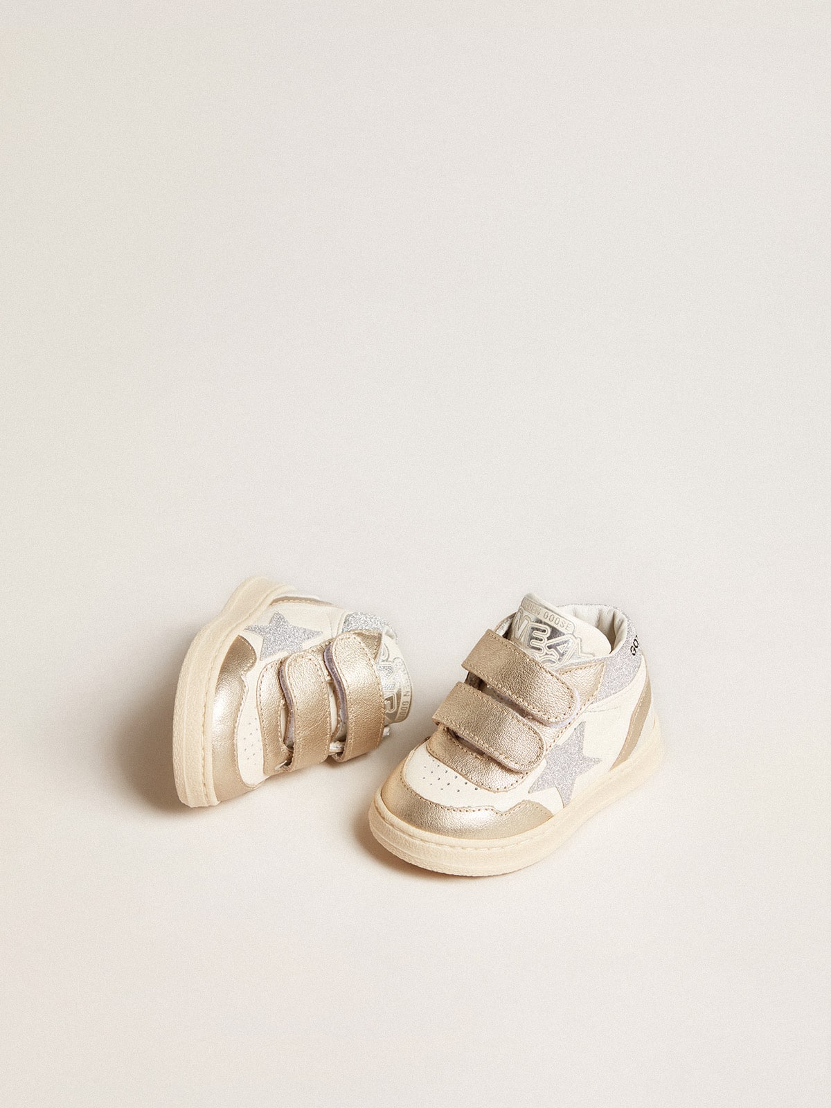 June Junior in nappa and metallic leather inserts with glitter star - Golden Goose Kids
