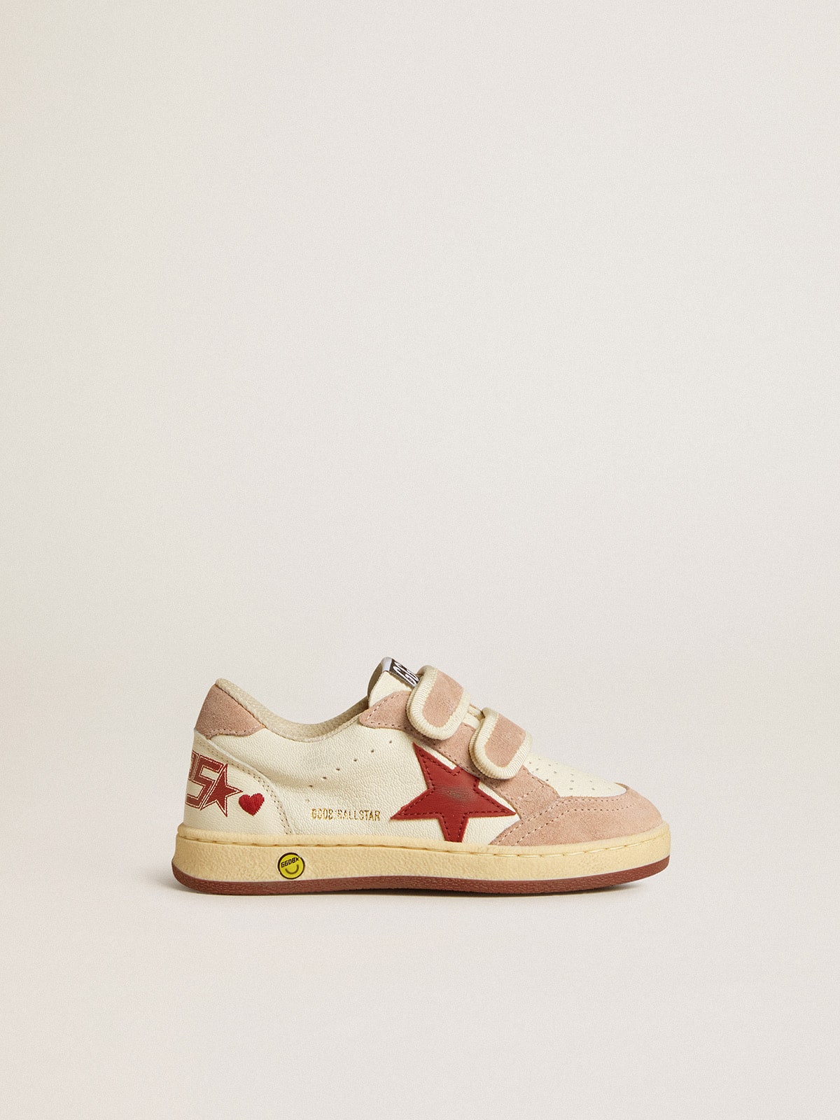 Ball Star Junior in nappa with nappa star and pink suede heel tab - Golden Goose Kids