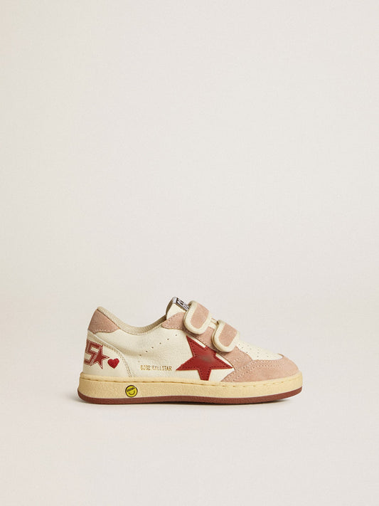 Ball Star Junior in nappa with nappa star and pink suede heel tab - Golden Goose Kids