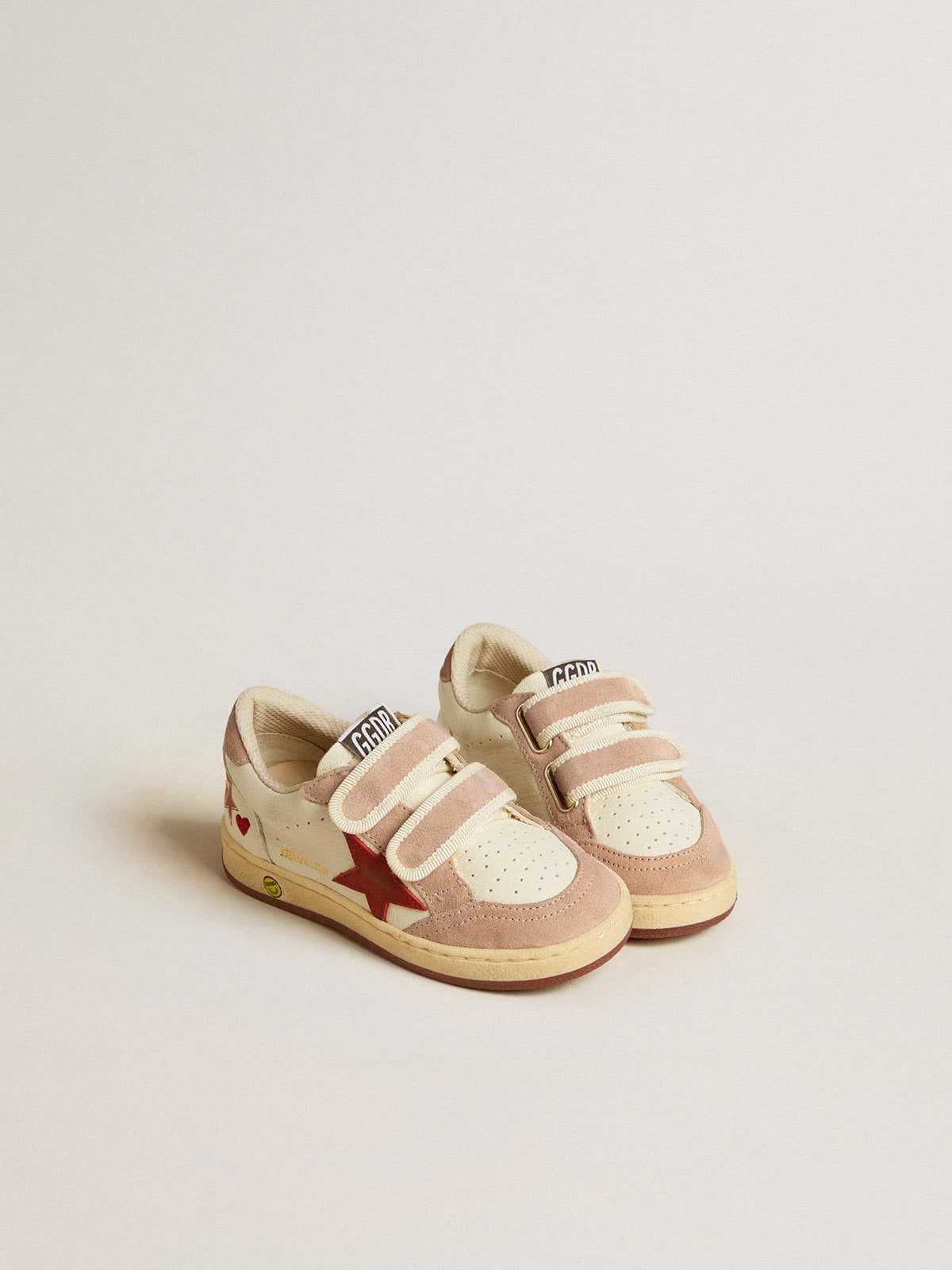 Ball Star Junior in nappa with nappa star and pink suede heel tab - Golden Goose Kids