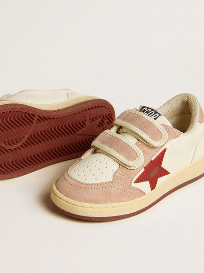 Ball Star Junior in nappa with nappa star and pink suede heel tab - Golden Goose Kids