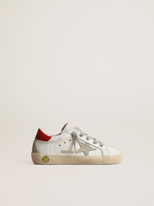 Super-Star Junior with suede star and red leather heel tab - Golden Goose Kids