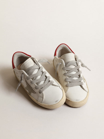 Super-Star Junior with suede star and red leather heel tab - Golden Goose Kids