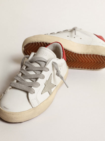 Super-Star Junior with suede star and red leather heel tab - Golden Goose Kids