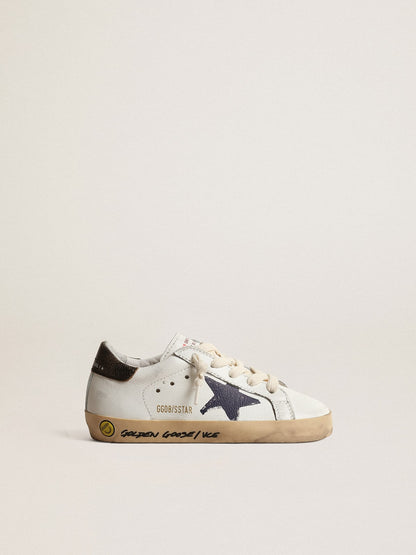 Super-Star Junior in nappa with a printed star and black heel tab - Golden Goose Kids