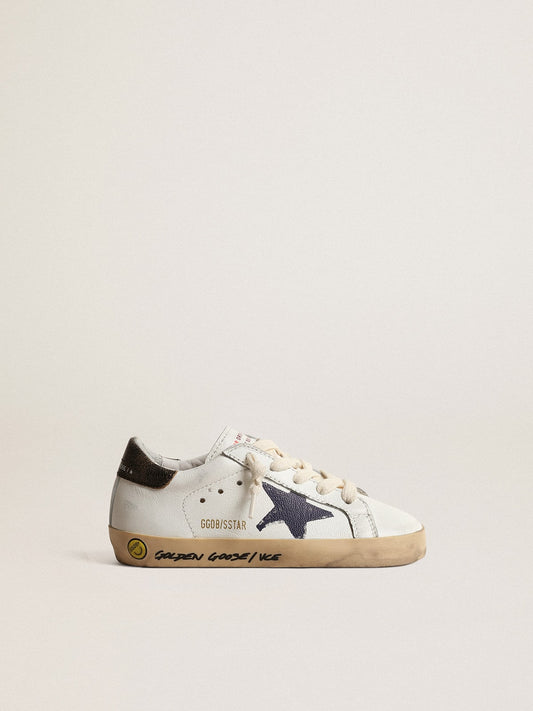 Super-Star Junior in nappa with a printed star and black heel tab - Golden Goose Kids