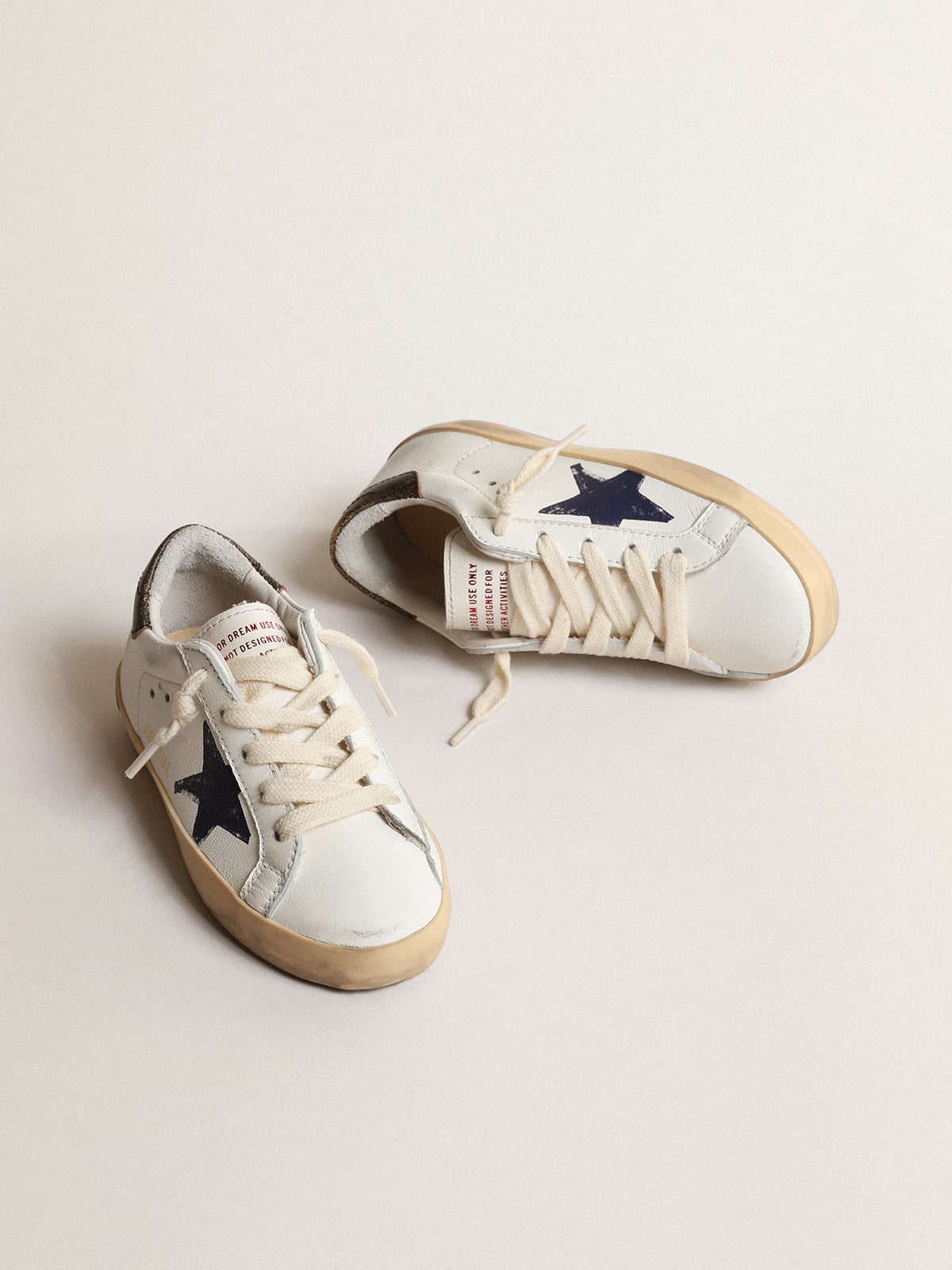 Super-Star Junior in nappa with a printed star and black heel tab - Golden Goose Kids