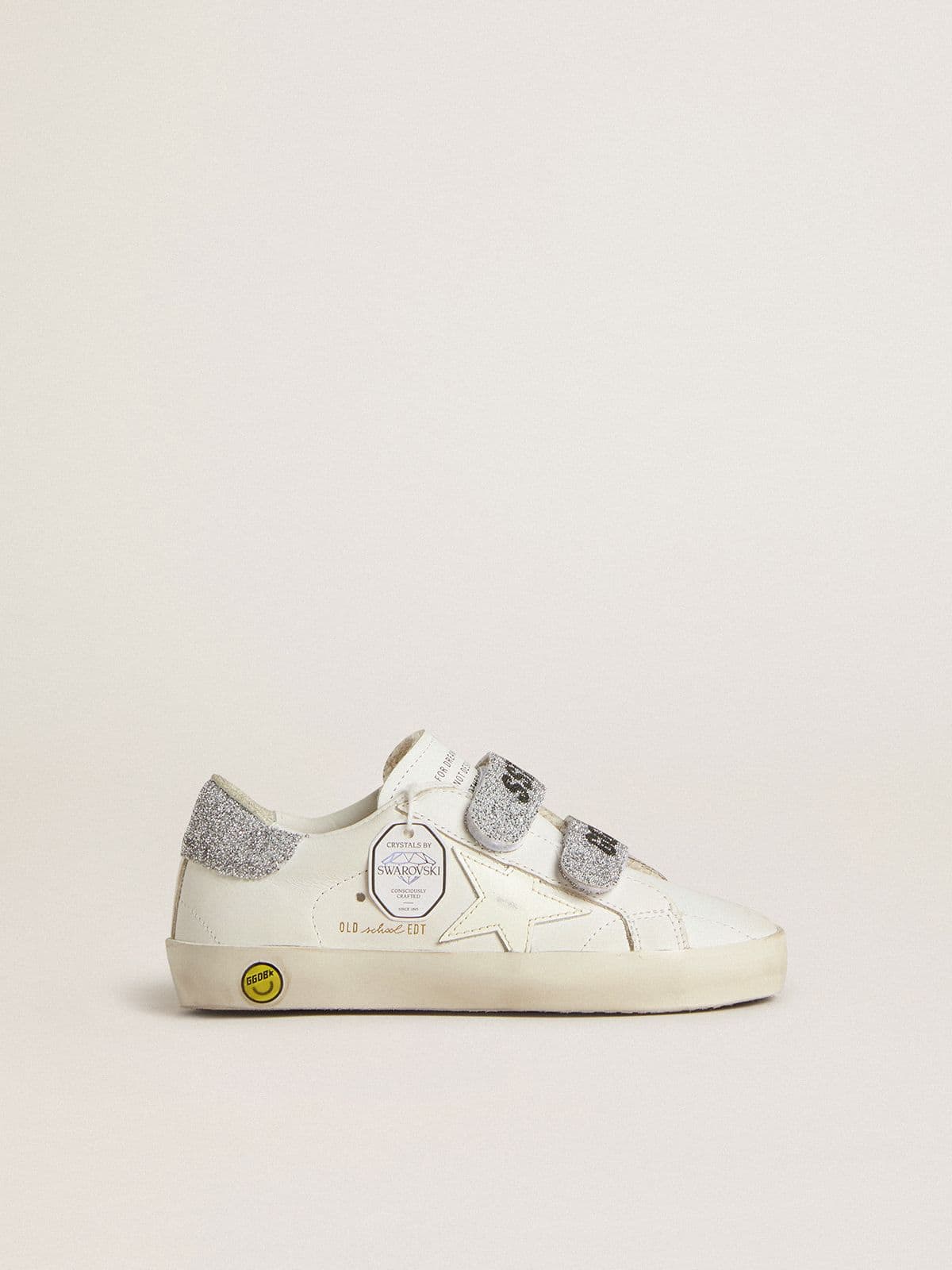 Junior Old School with silver Swarovski crystal heel tab and straps - Golden Goose Kids