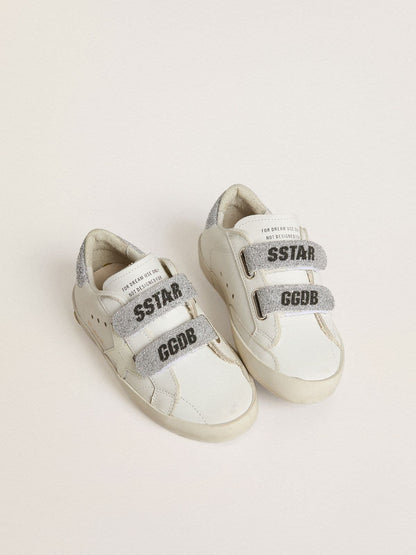 Junior Old School with silver Swarovski crystal heel tab and straps - Golden Goose Kids