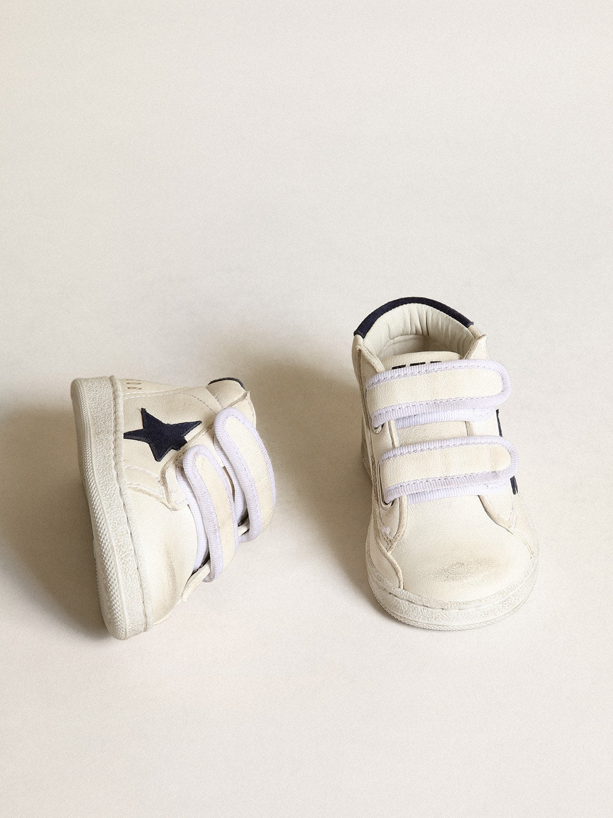 June Junior in nappa with dark blue suede star and heel tab - Golden Goose Kids