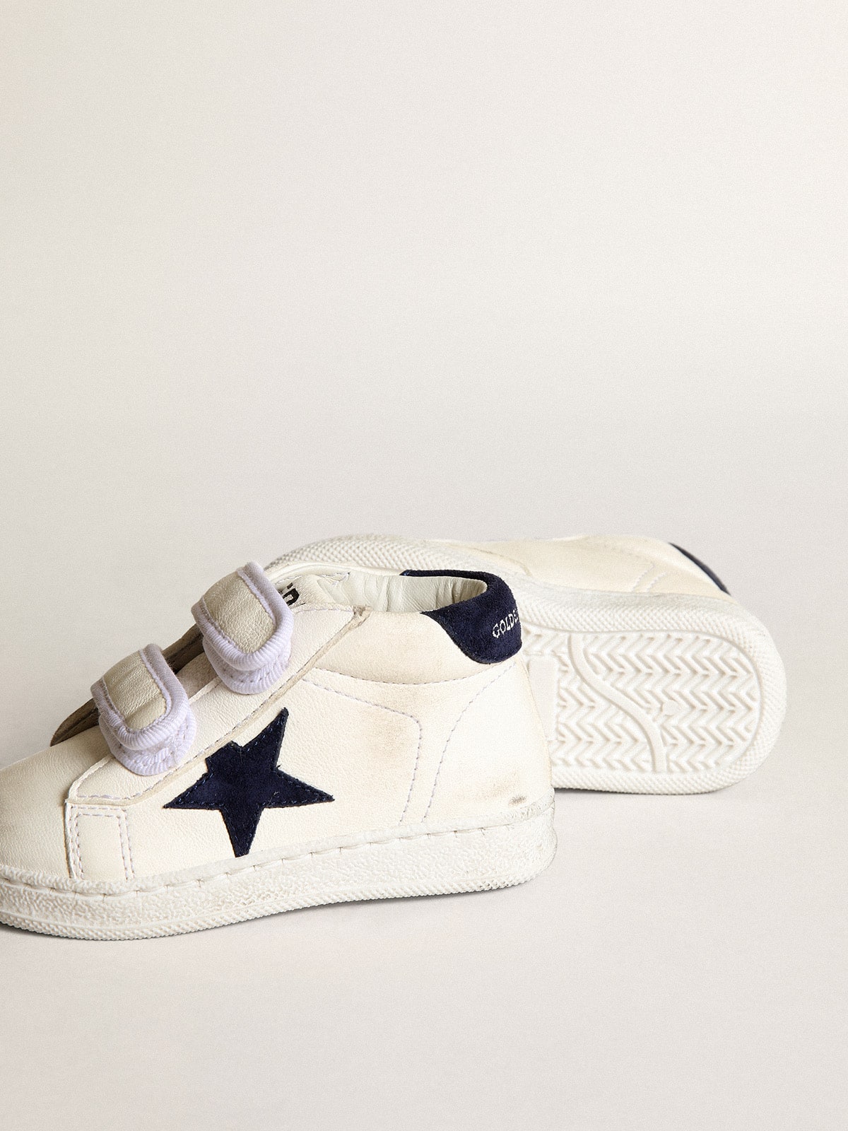 June Junior in nappa with dark blue suede star and heel tab - Golden Goose Kids