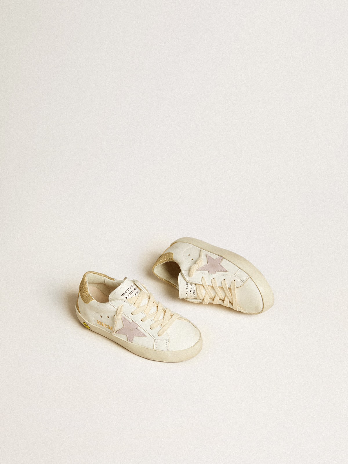 Super-Star Junior with lilac leather star and glitter heel tab - Golden Goose Kids