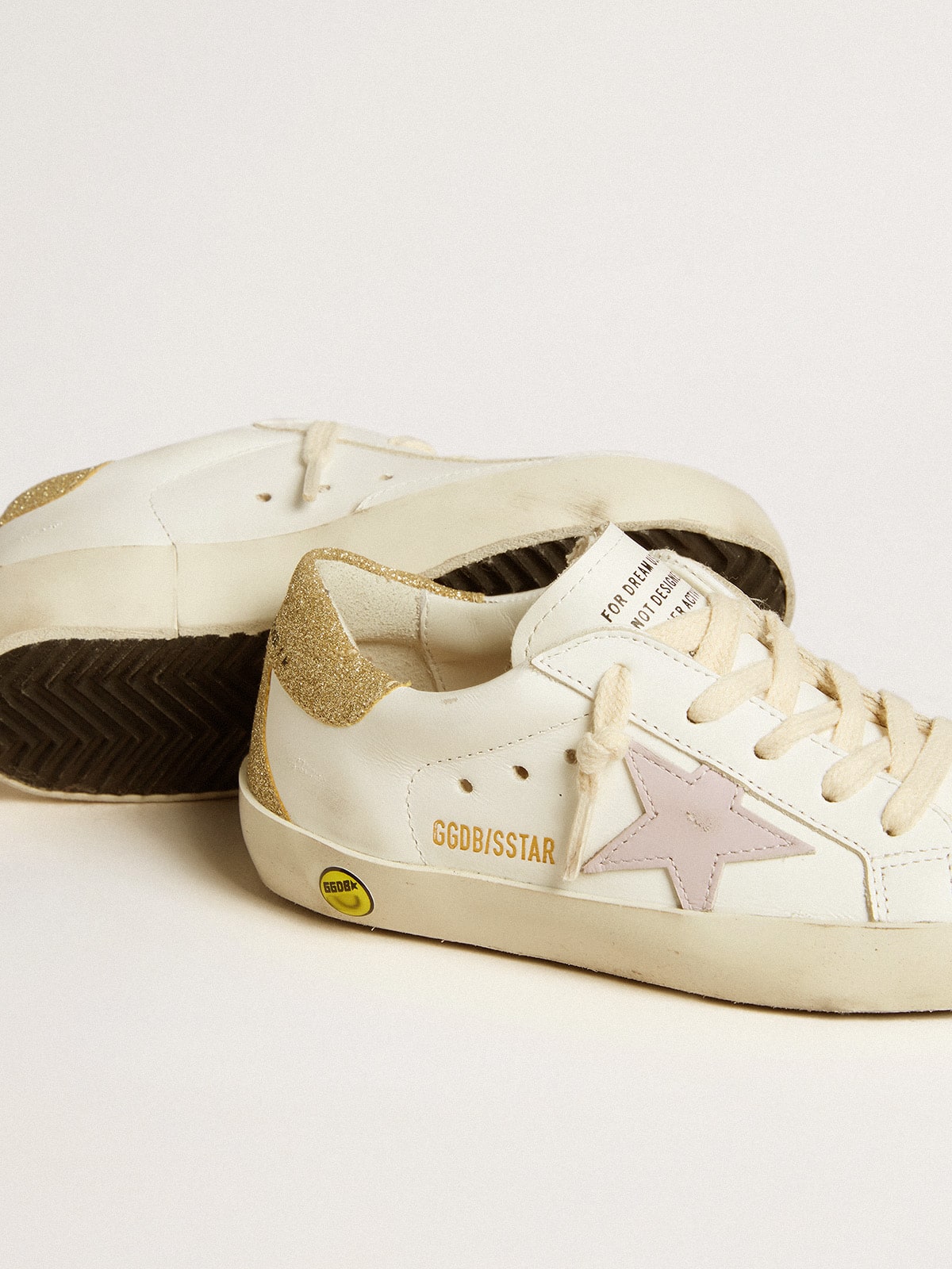 Super-Star Junior with lilac leather star and glitter heel tab - Golden Goose Kids