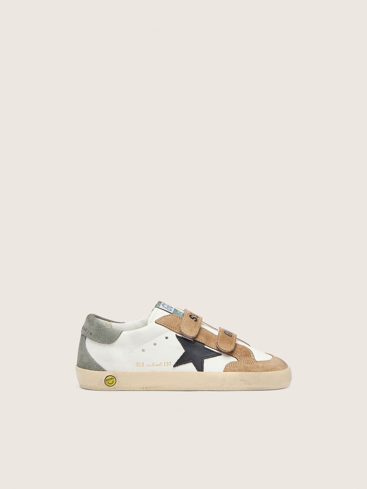 Junior Old School with black leather star and beige and green suede inserts - Golden Goose Kids