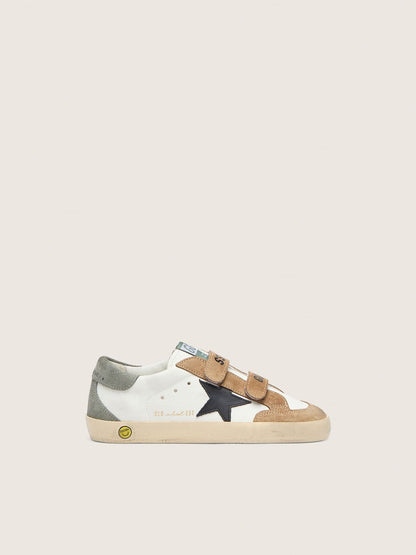 Junior Old School with black leather star and beige and green suede inserts - Golden Goose Kids