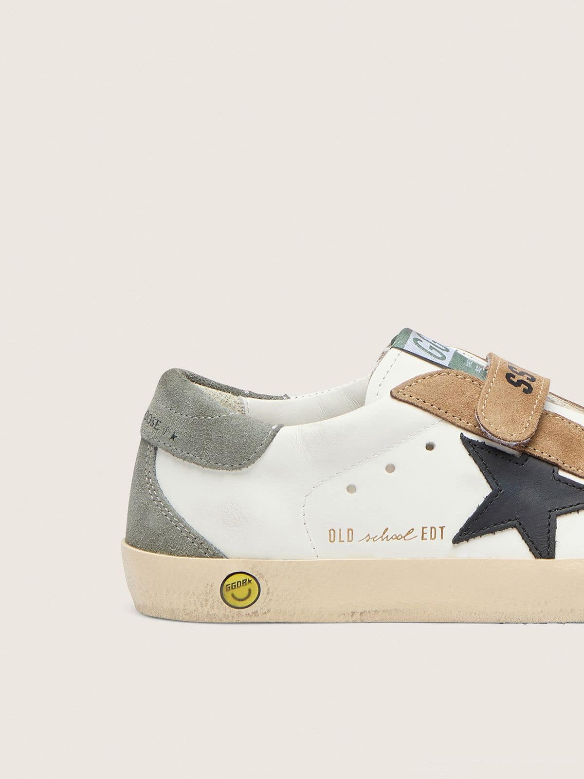 Junior Old School with black leather star and beige and green suede inserts - Golden Goose Kids