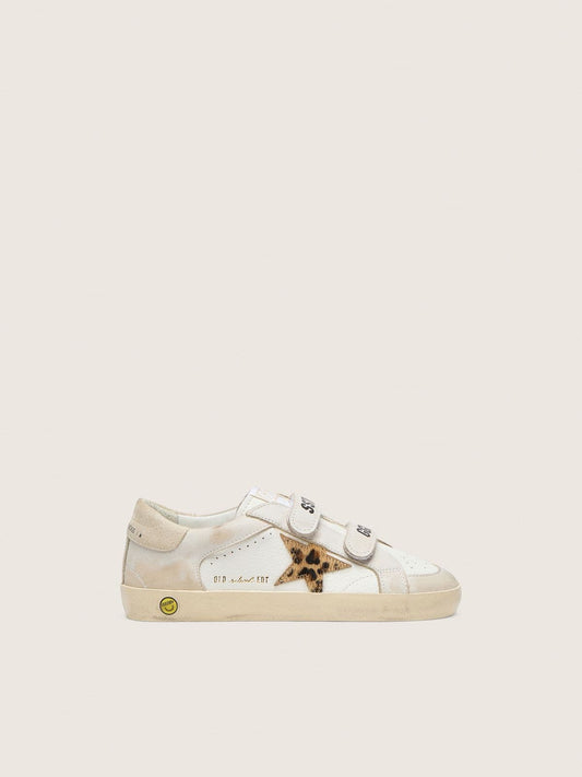Junior Old School in nappa with leopard-print pony skin star and leather inserts - Golden Goose Kids
