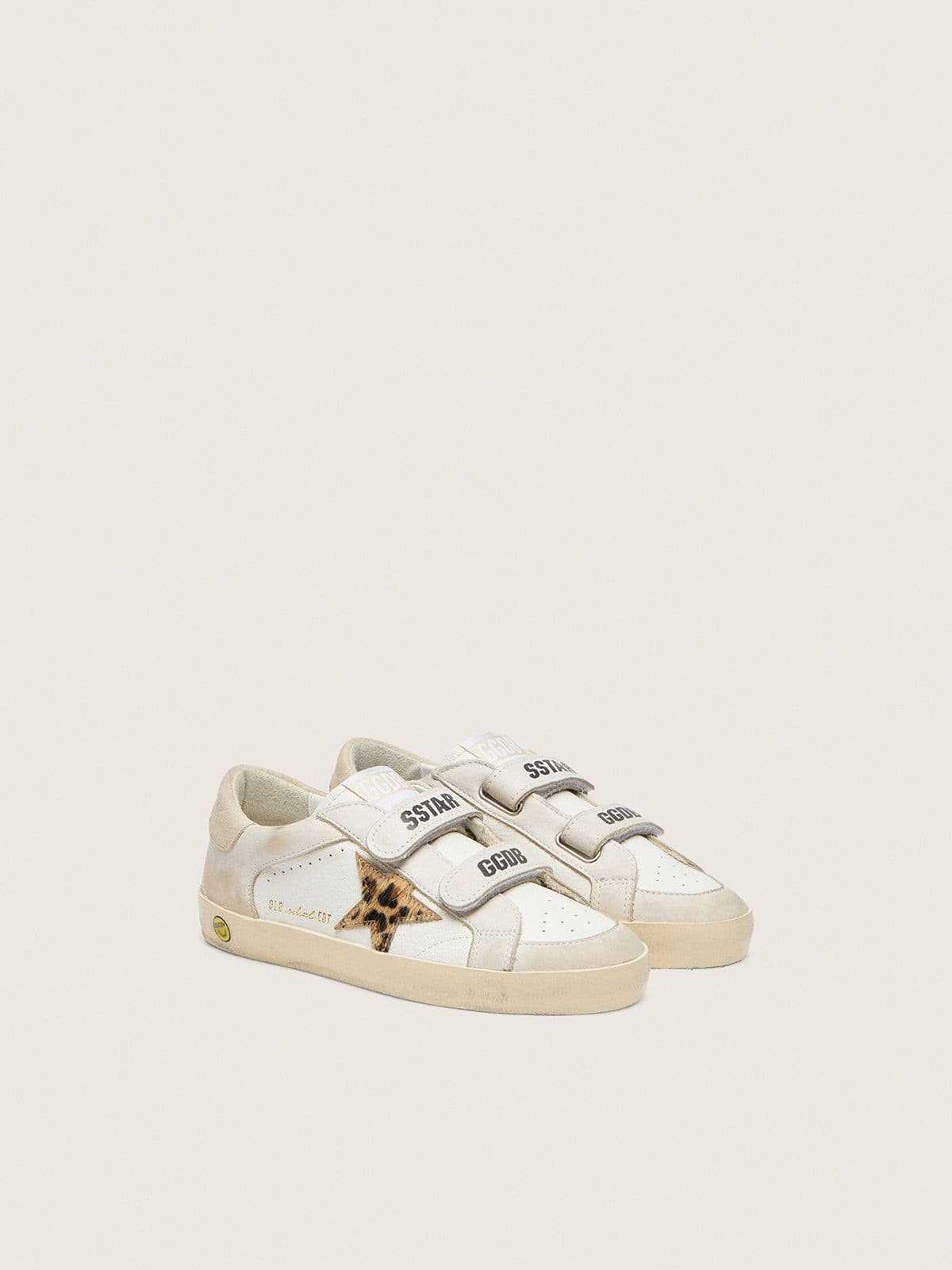Junior Old School in nappa with leopard-print pony skin star and leather inserts - Golden Goose Kids