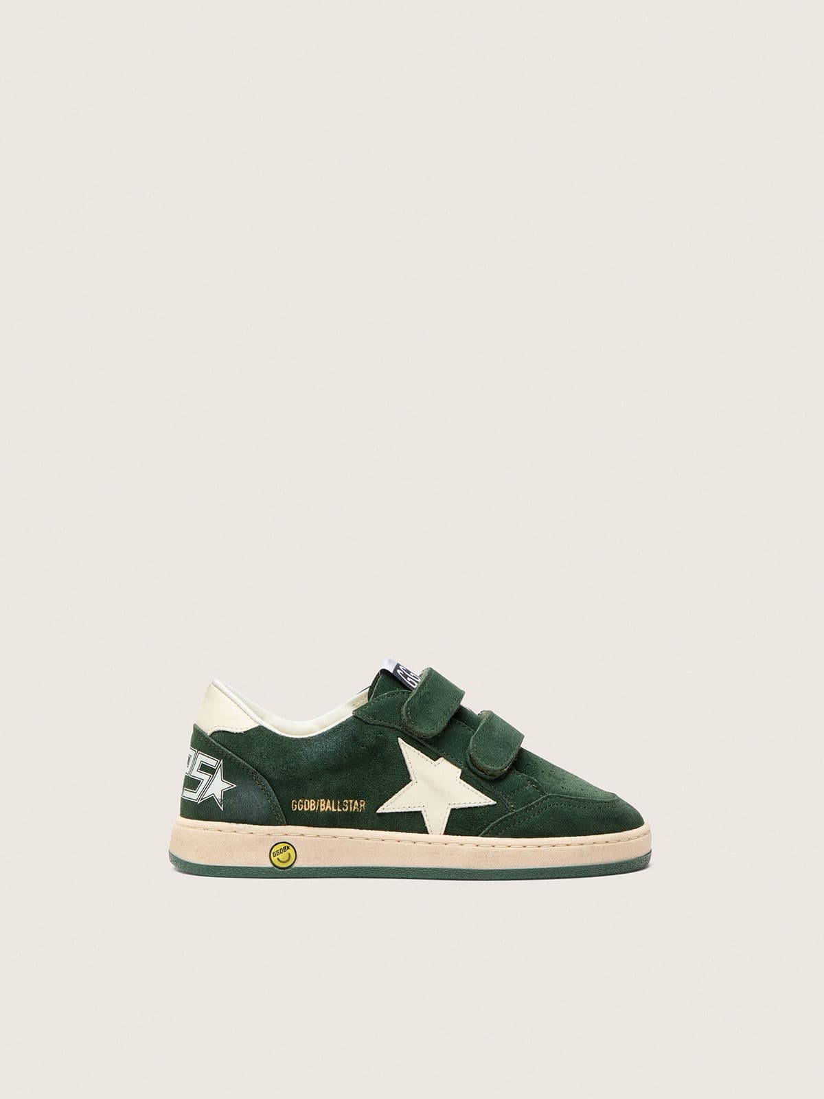 Junior Ball Star in forest-green suede with cream leather star and heel tab - Golden Goose Kids