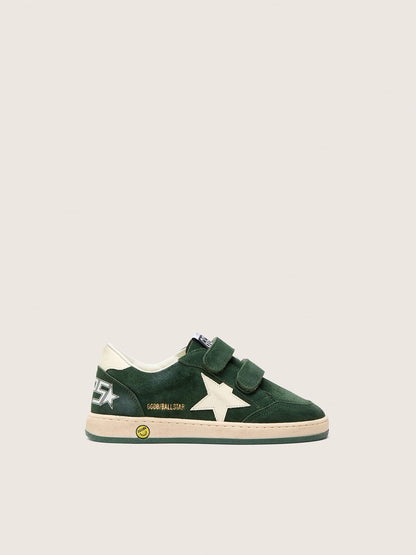 Junior Ball Star in forest-green suede with cream leather star and heel tab - Golden Goose Kids