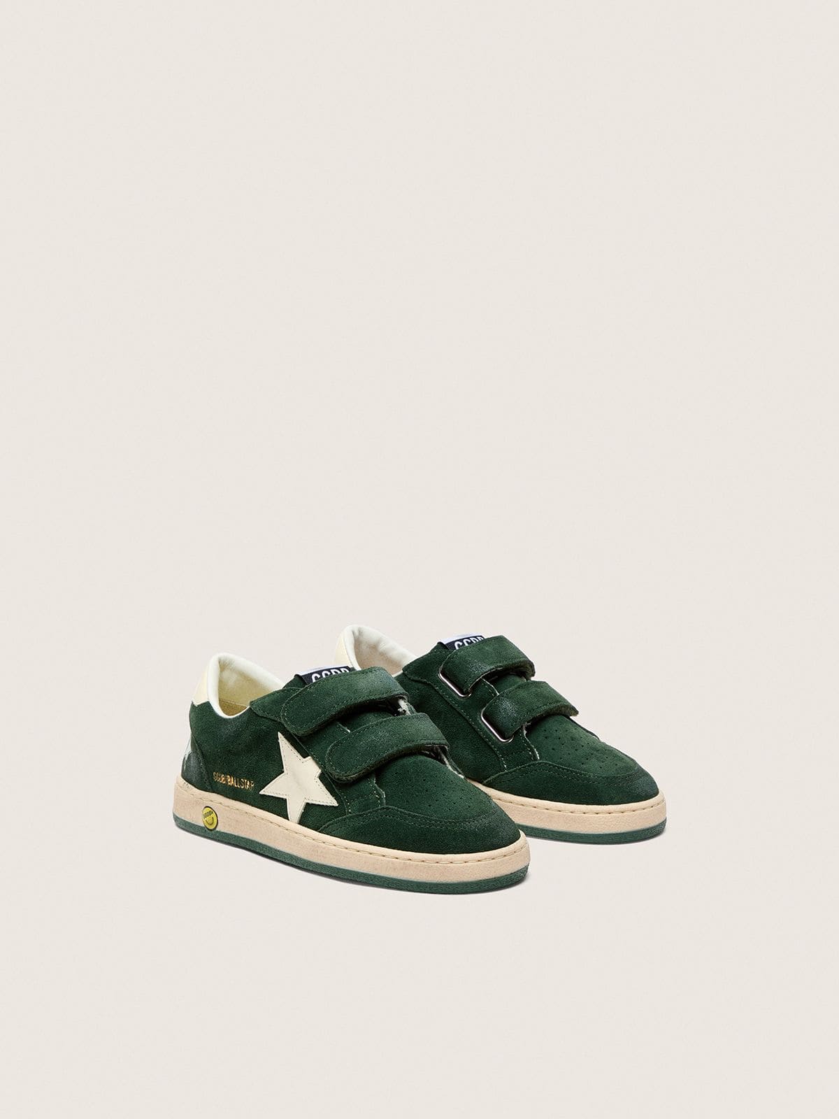 Junior Ball Star in forest-green suede with cream leather star and heel tab - Golden Goose Kids