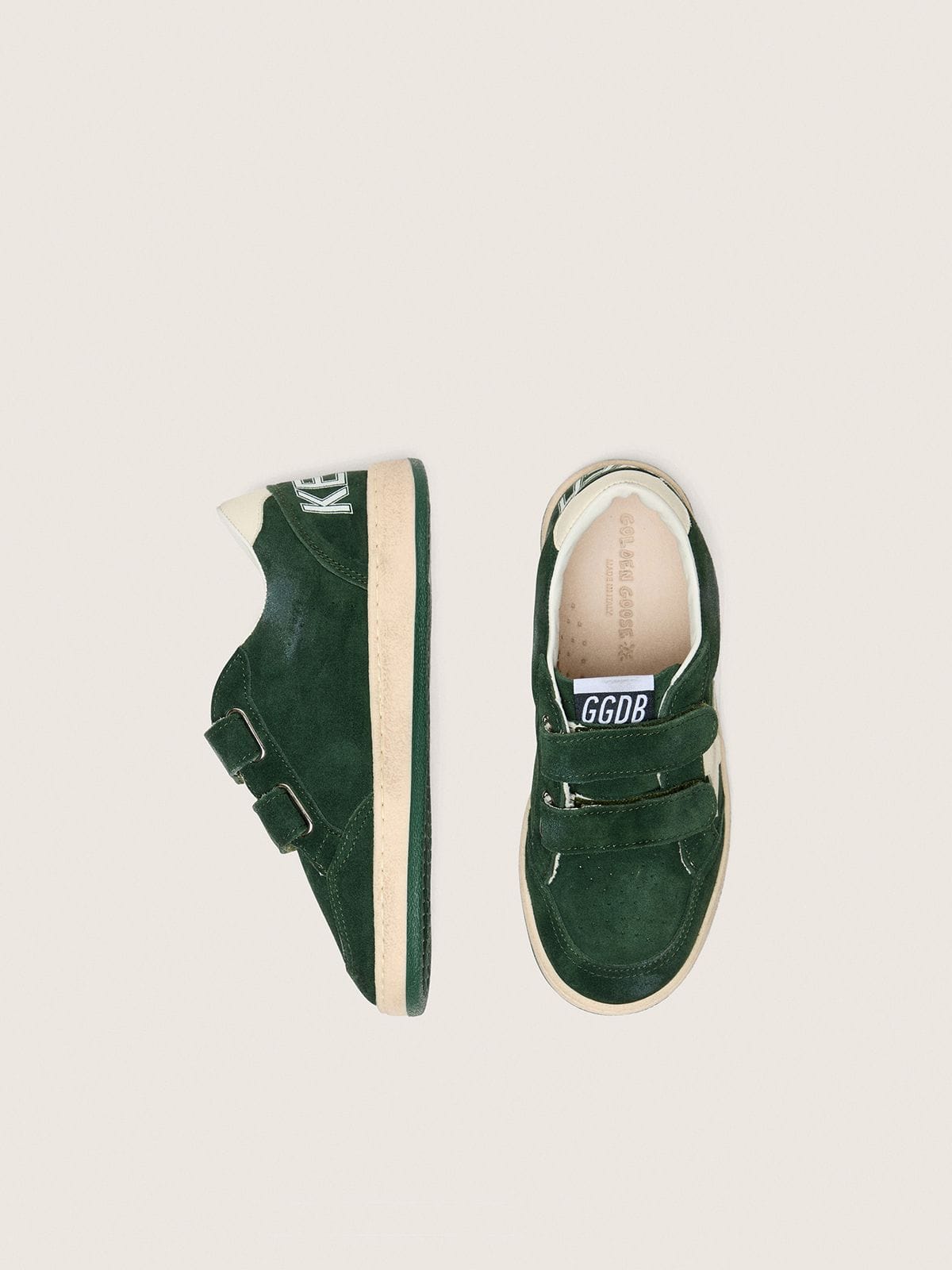 Junior Ball Star in forest-green suede with cream leather star and heel tab - Golden Goose Kids
