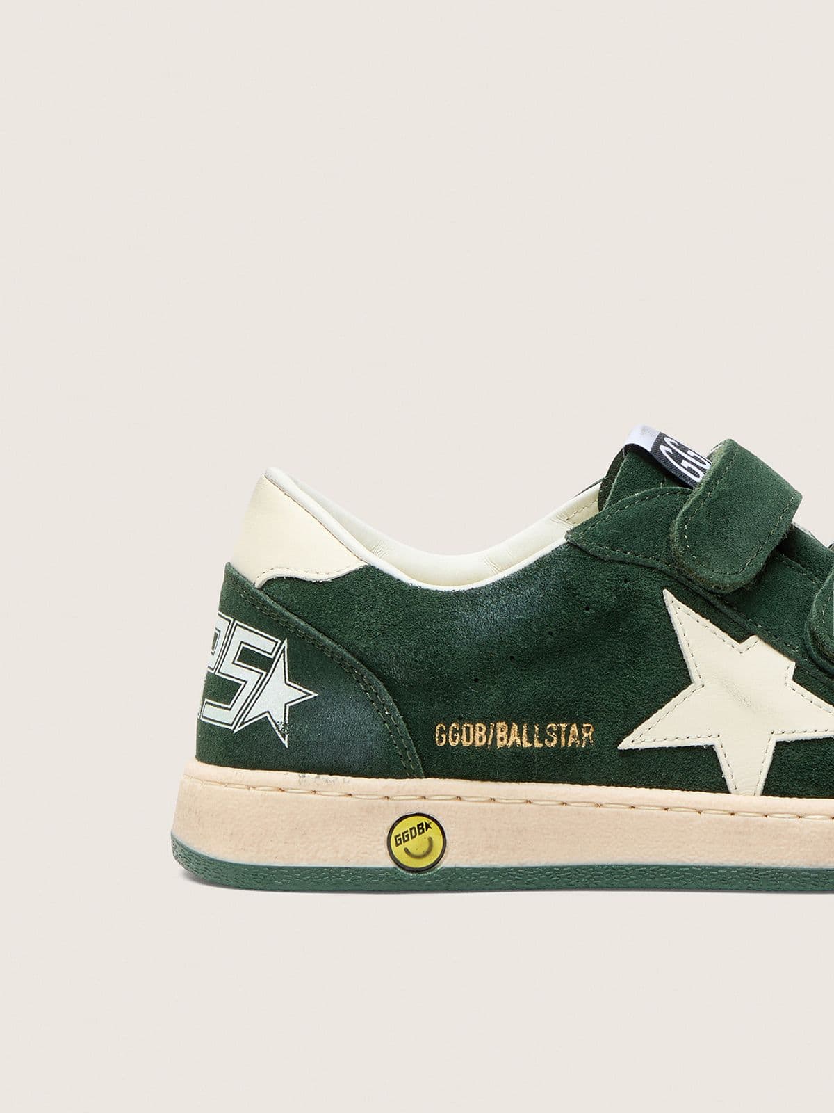 Junior Ball Star in forest-green suede with cream leather star and heel tab - Golden Goose Kids