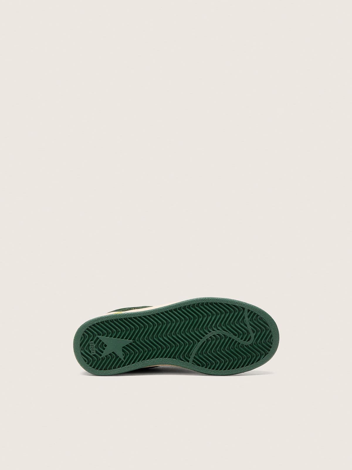 Junior Ball Star in forest-green suede with cream leather star and heel tab - Golden Goose Kids