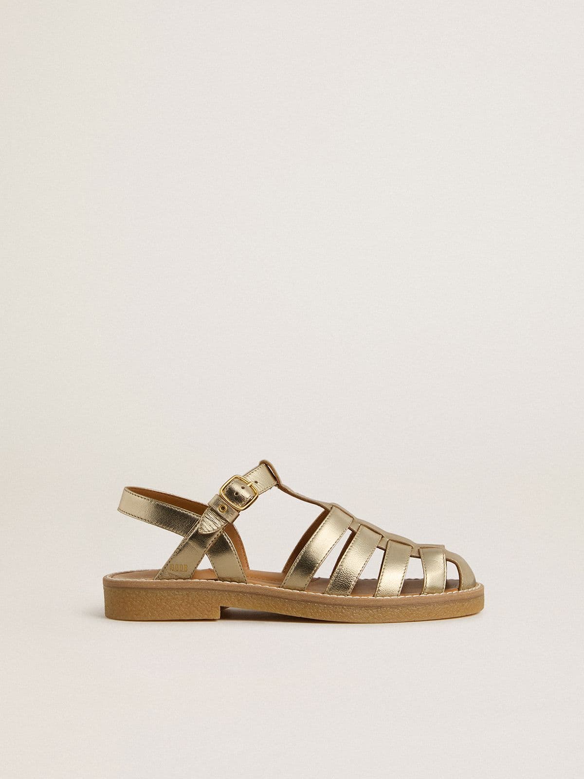 Maxime Young sandals in gold leather - Golden Goose Kids