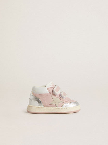 Junior June in pink leather with metallic leather inserts and suede star - Golden Goose Kids
