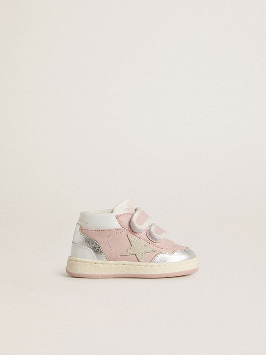 Junior June in pink leather with metallic leather inserts and suede star - Golden Goose Kids