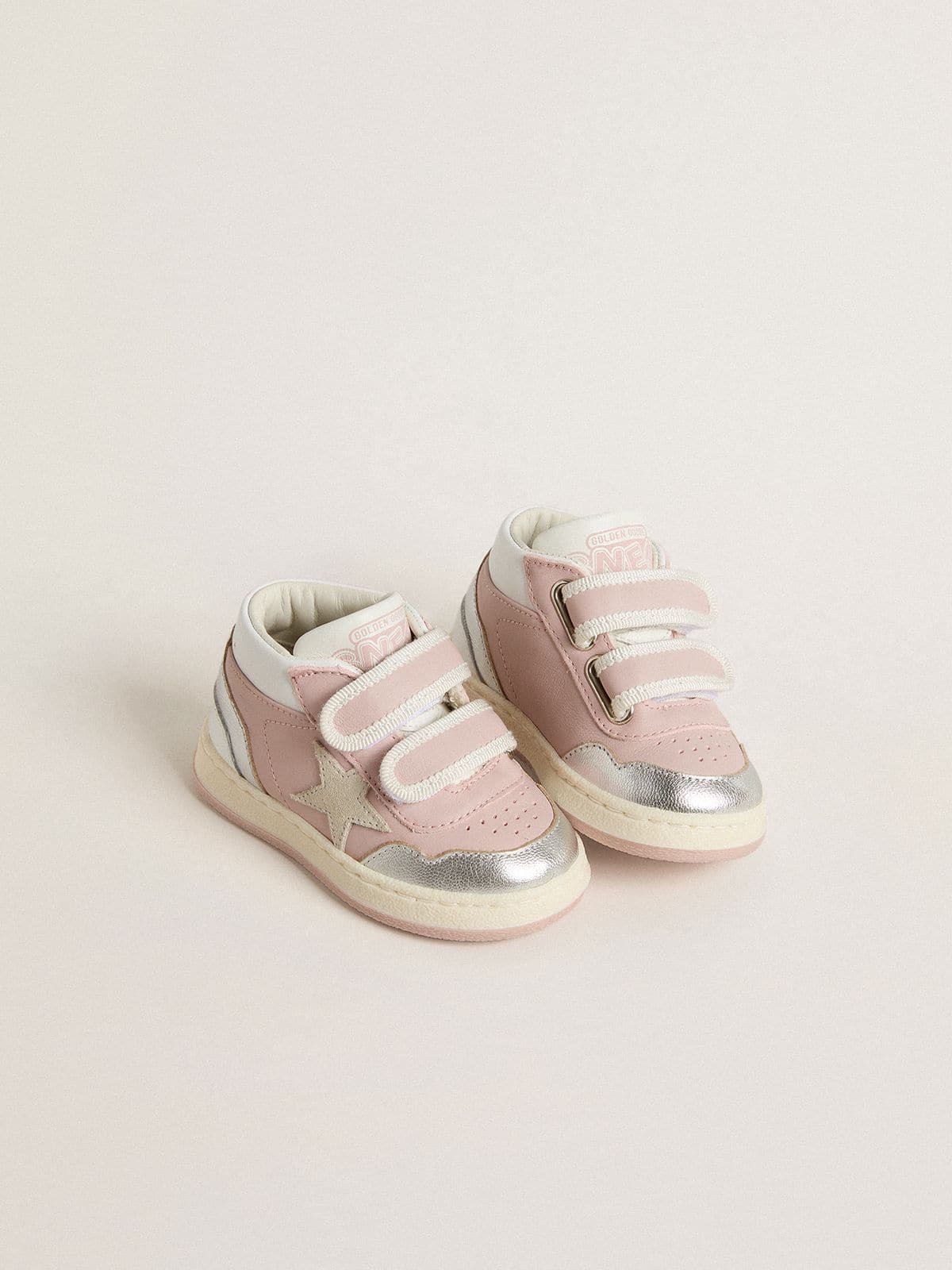 Junior June in pink leather with metallic leather inserts and suede star - Golden Goose Kids