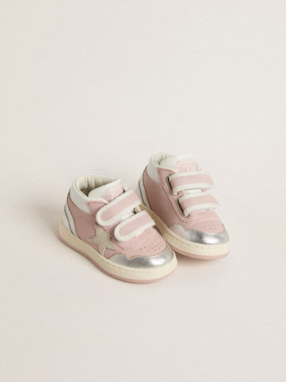 Junior June in pink leather with metallic leather inserts and suede star - Golden Goose Kids