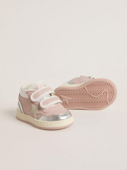 Junior June in pink leather with metallic leather inserts and suede star - Golden Goose Kids