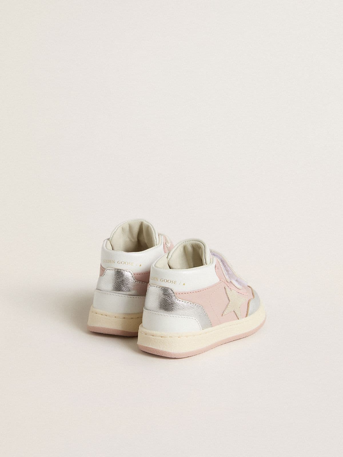 Junior June in pink leather with metallic leather inserts and suede star - Golden Goose Kids