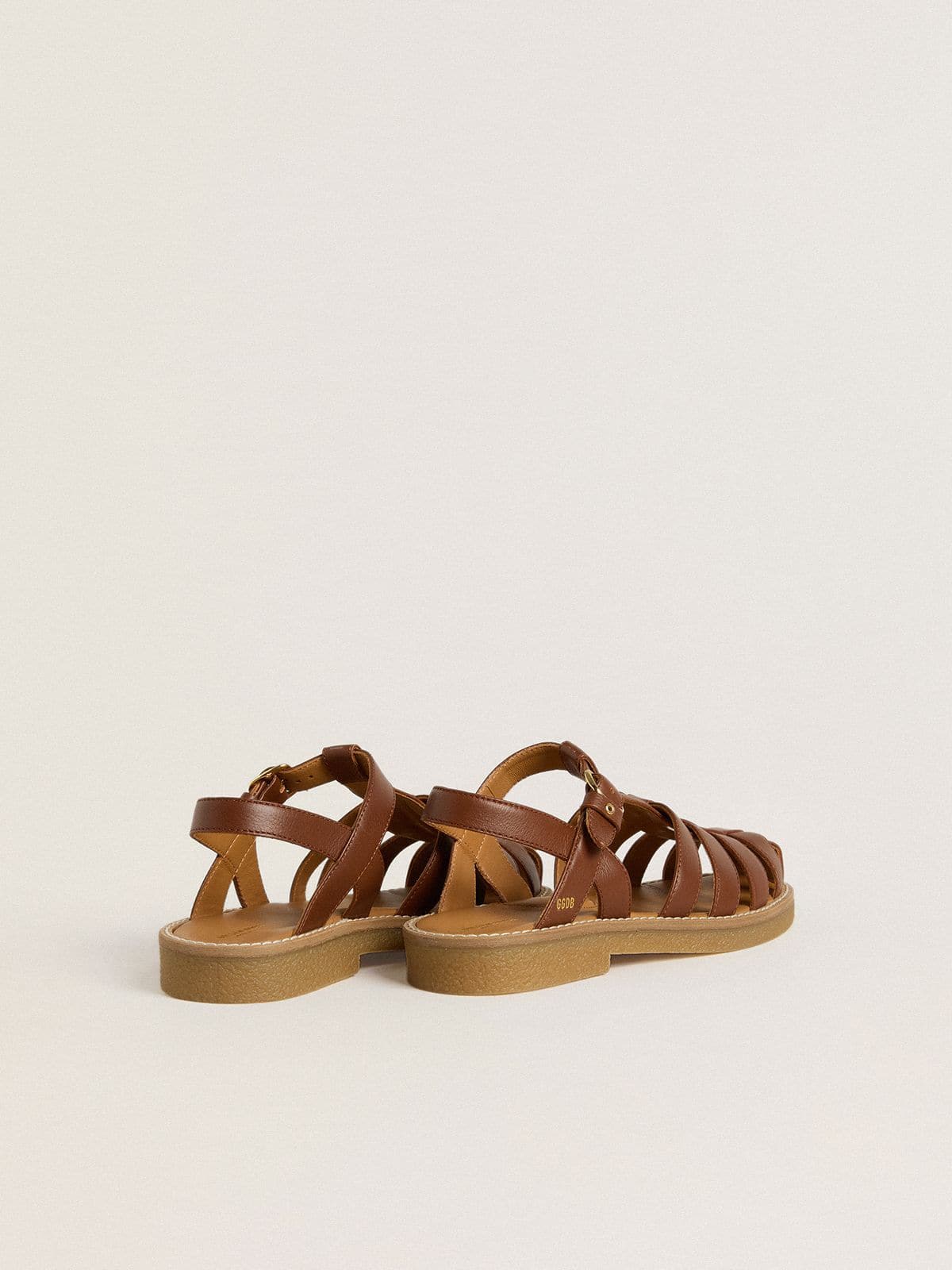 Maxime Young sandals in brown leather - Golden Goose Kids