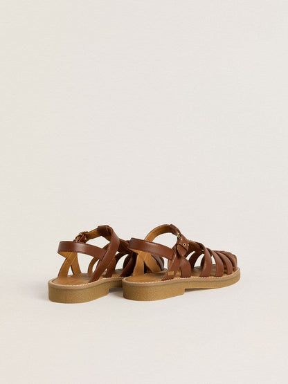 Maxime Young sandals in brown leather - Golden Goose Kids
