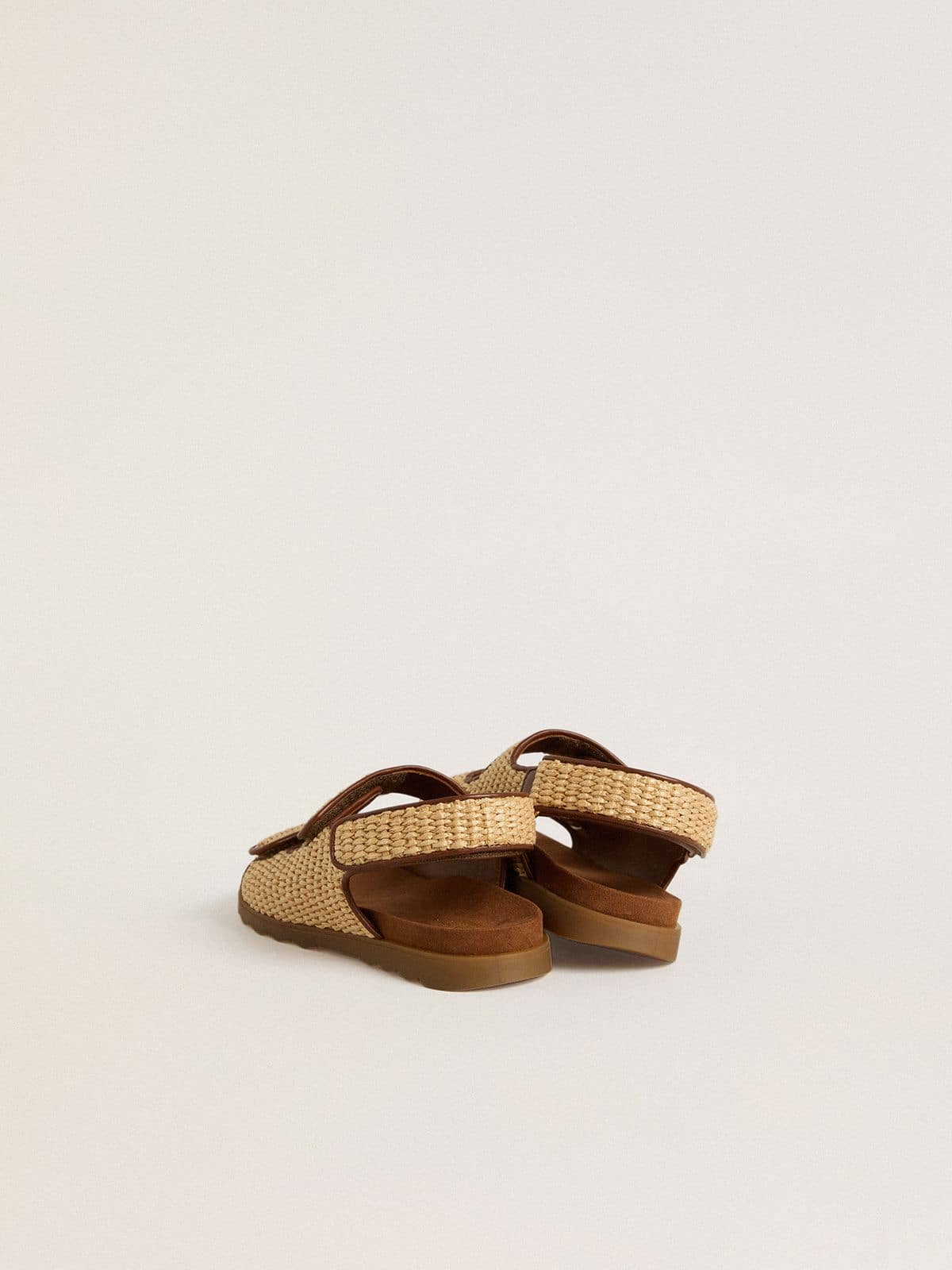 Noa Young sandals in beige raffia and brown leather - Golden Goose Kids